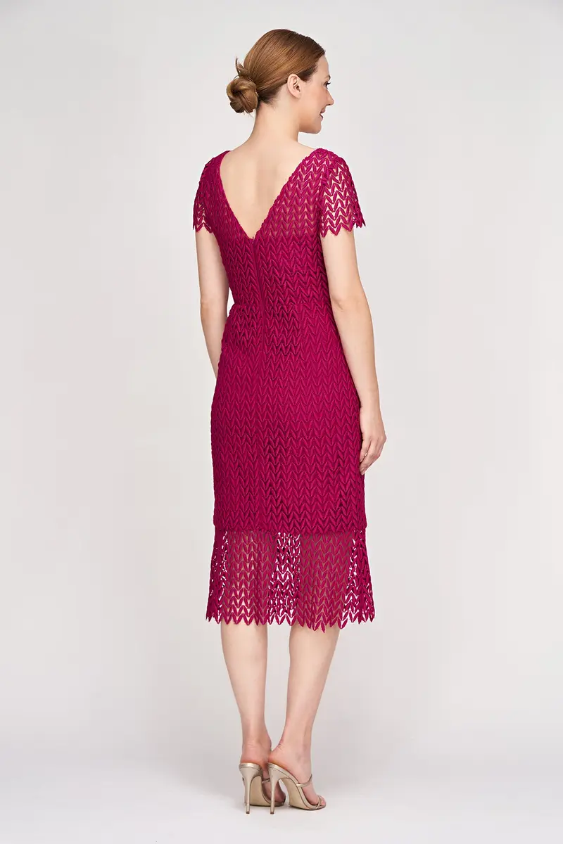 Tatum Lace Midi Dress with Flounce Hem