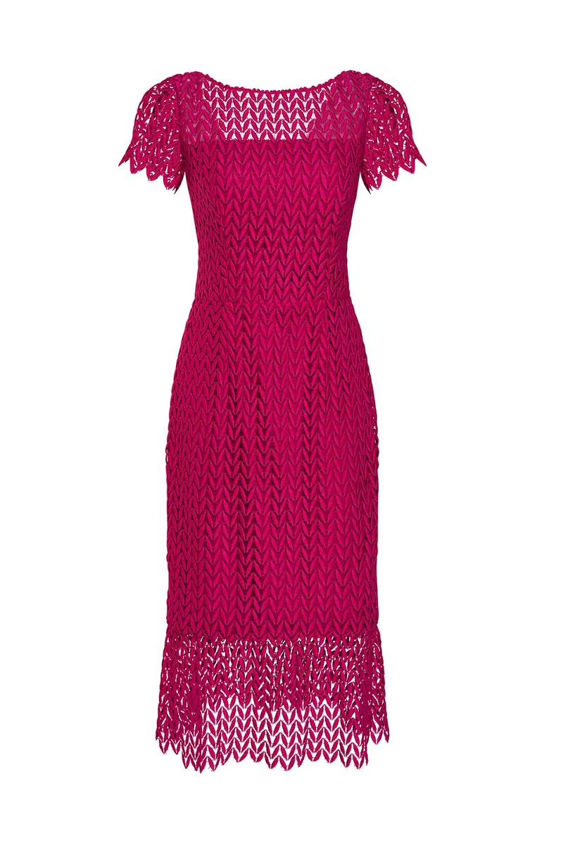 Tatum Lace Midi Dress with Flounce Hem