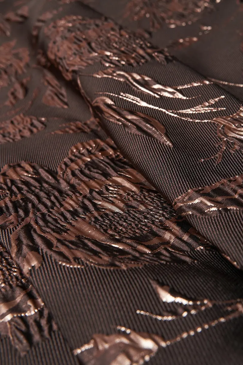 Textured Metallic Rose Jacquard Midi Dress
