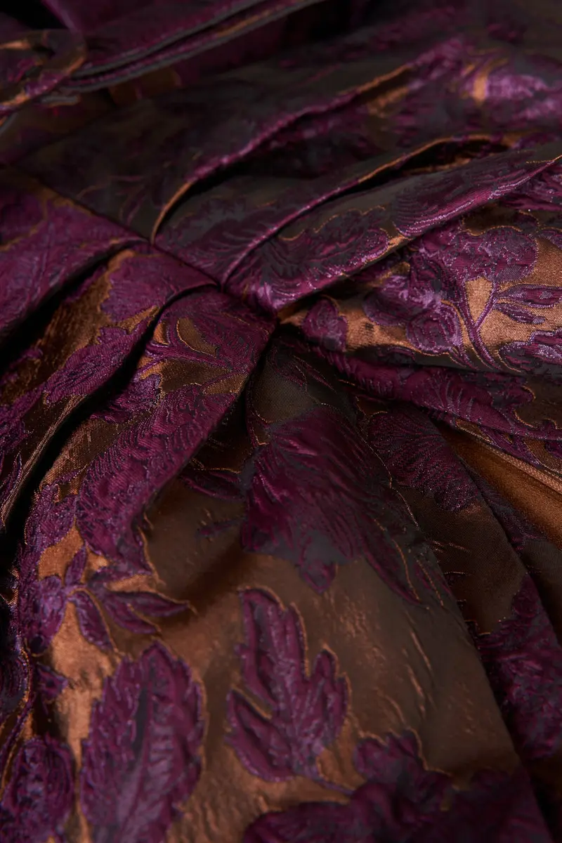 Two-Tone Floral Jacquard Midi Dress