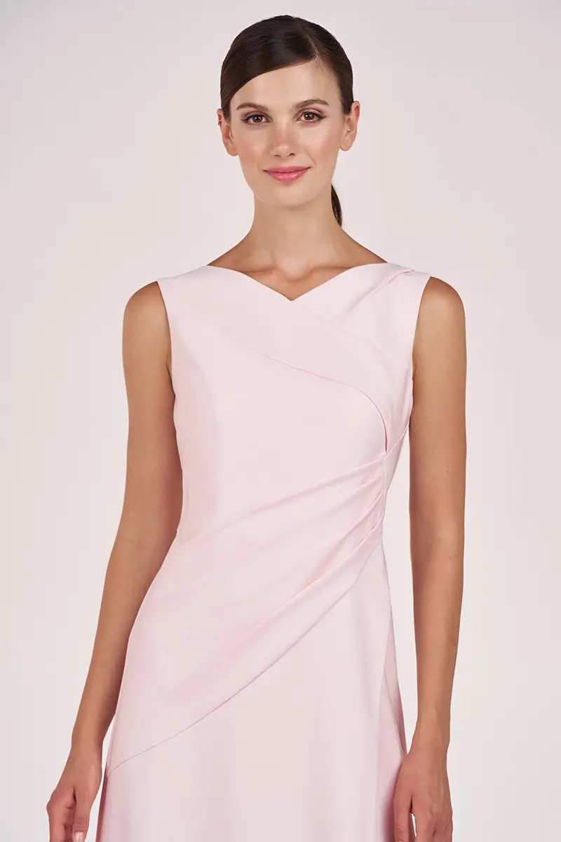 V-Neck Stretch Crepe Fit-and-Flare Gown