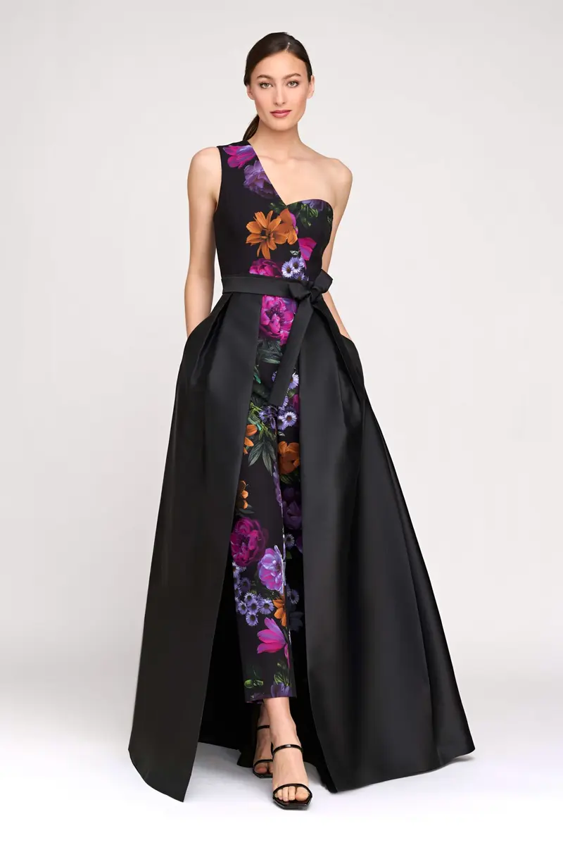 Vera Asymmetrical One-Shoulder Peony Jumpsuit