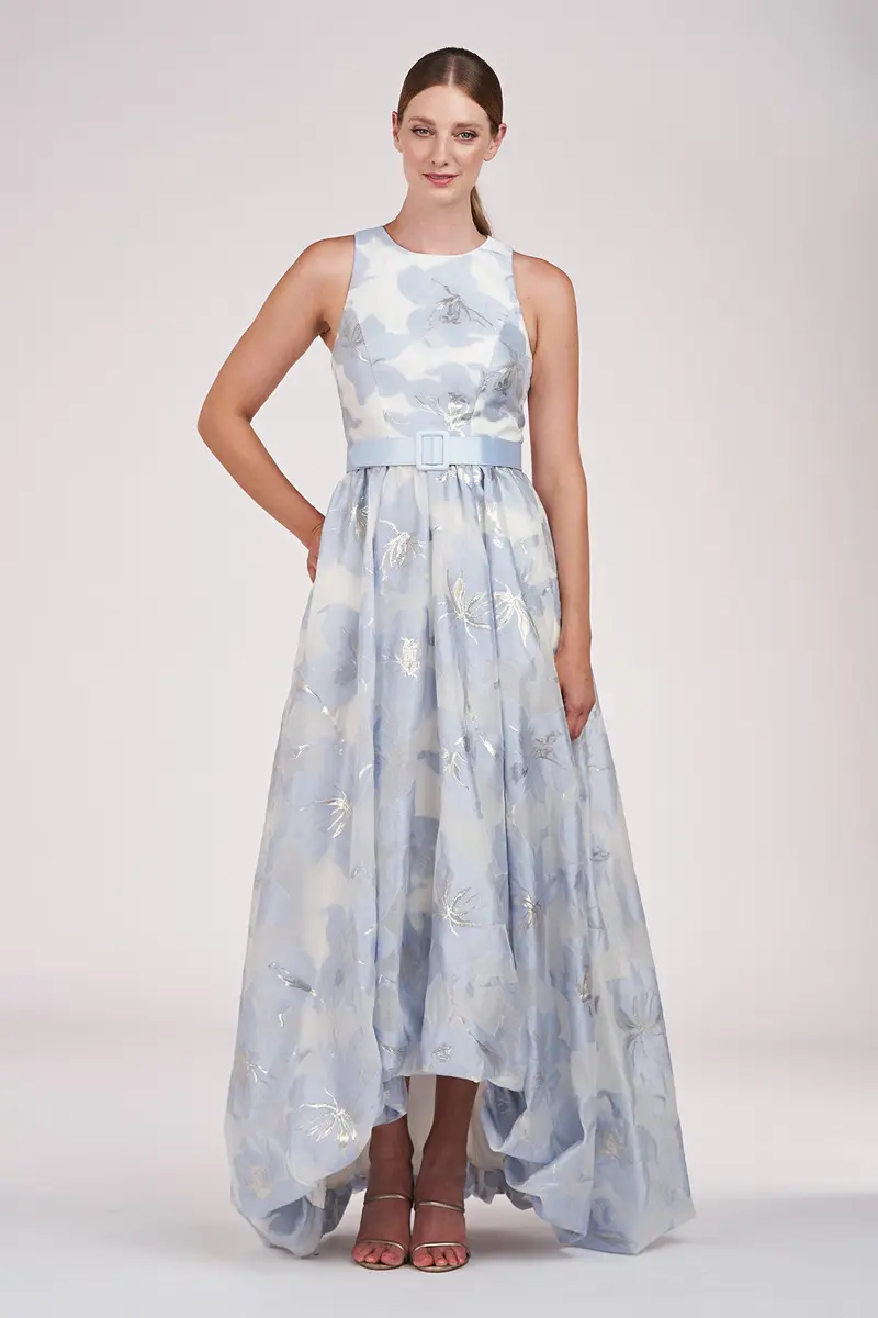 Vivian Floral Organza Gown with Bubble Hem