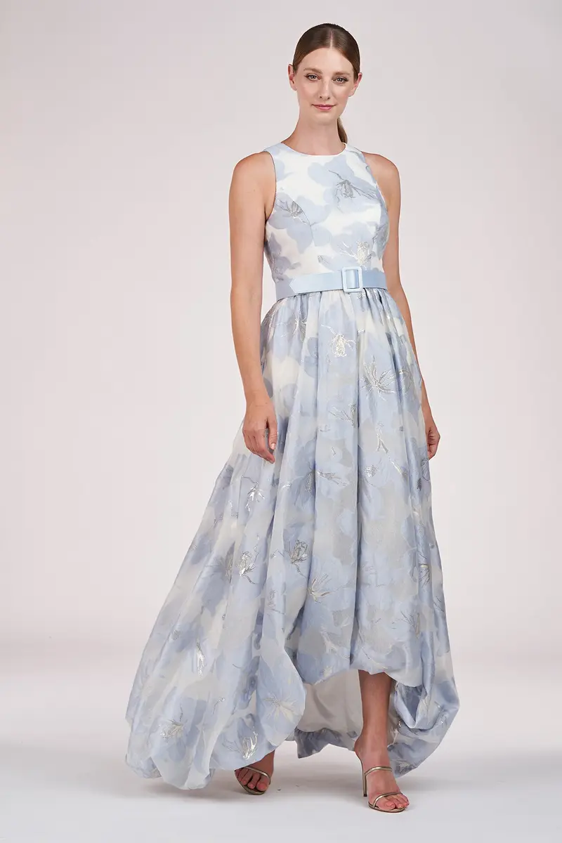 Vivian Floral Organza Gown with Bubble Hem