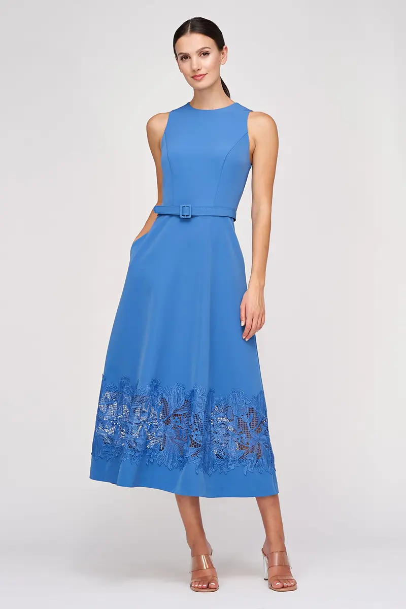 Vivianne Flared Midi Dress with Iris Lace Galloon