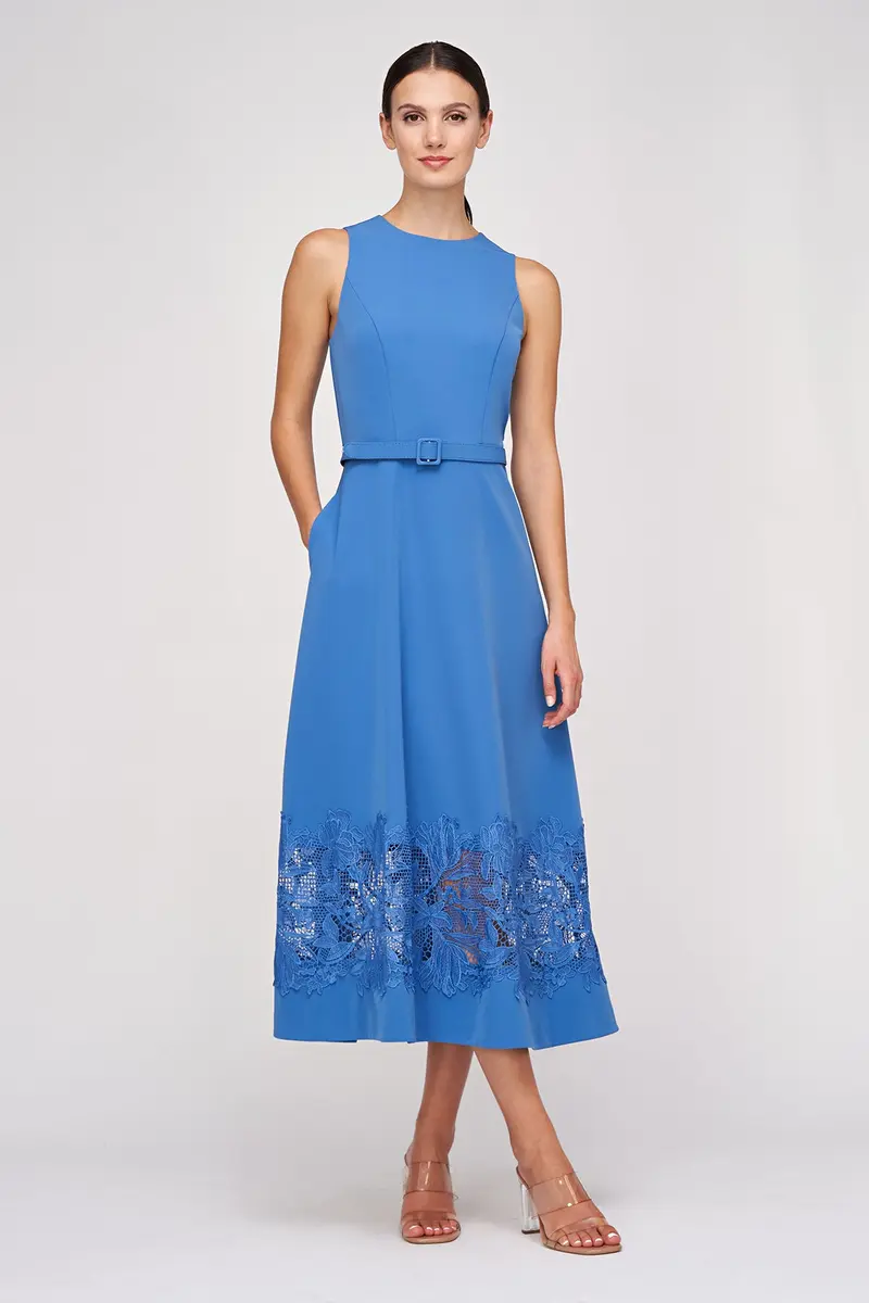 Vivianne Flared Midi Dress with Iris Lace Galloon