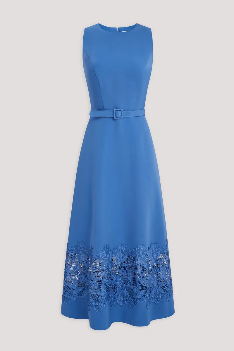 Vivianne Flared Midi Dress with Iris Lace Galloon