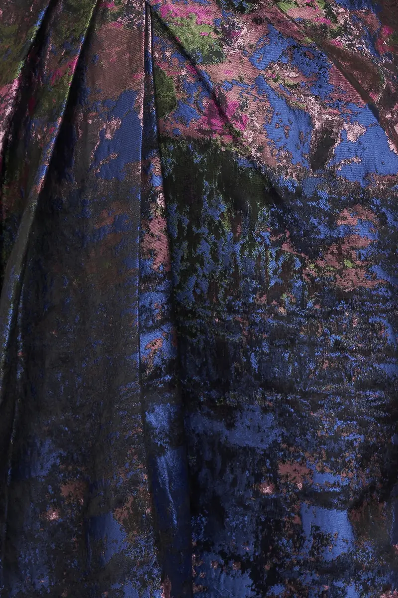 Winona Monet Jacquard Gown with Keyhole Bateau Neck